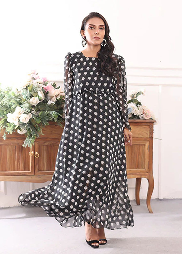 Nazmina Pret Fancy Chiffon Frock FR-702 Black Lilies