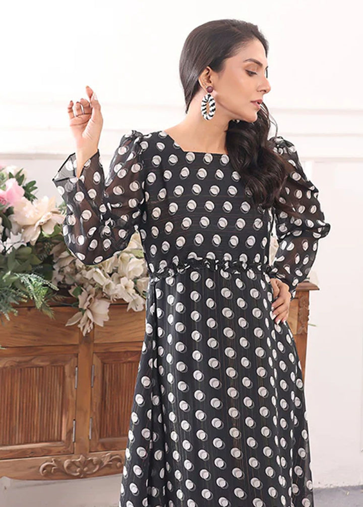 Nazmina Pret Fancy Chiffon Frock FR-702 Black Lilies