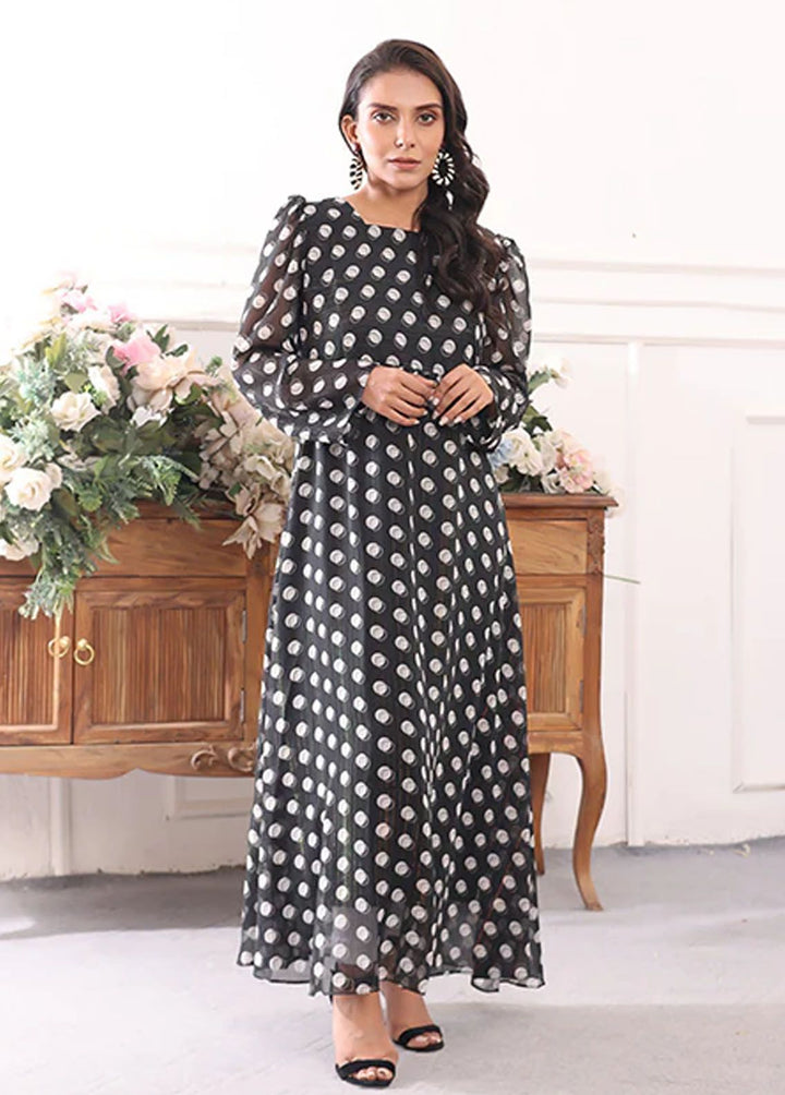 Nazmina Pret Fancy Chiffon Frock FR-702 Black Lilies