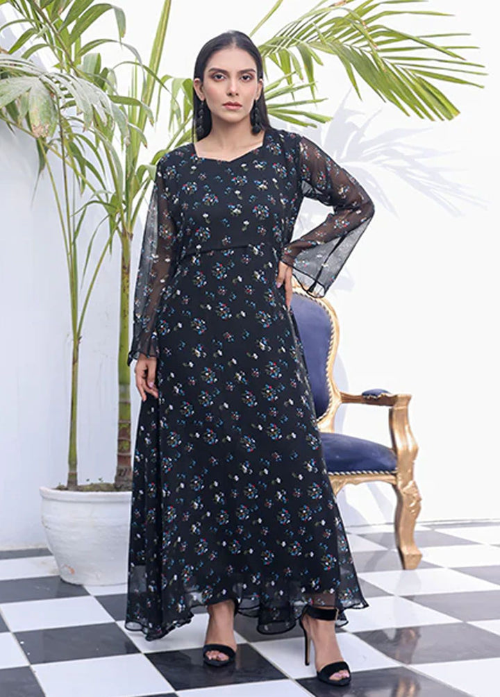 Nazmina Pret Fancy Chiffon Frock FR-732 Coal Blues