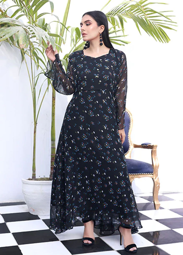 Nazmina Pret Fancy Chiffon Frock FR-732 Coal Blues