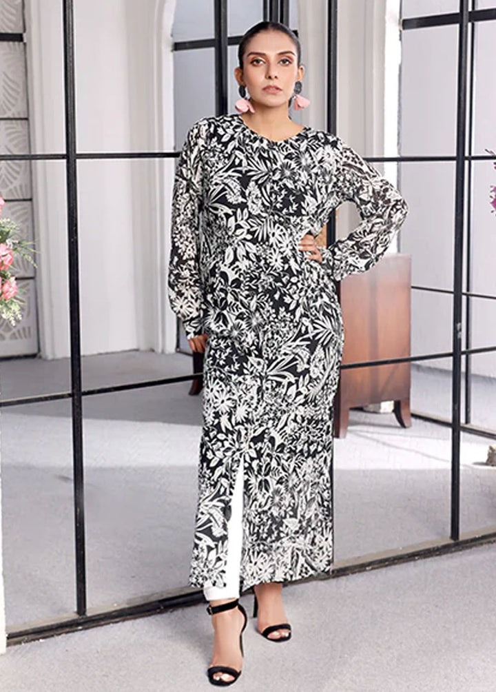 Nazmina Pret Fancy Chiffon Frock FR-741 Monochrome Set