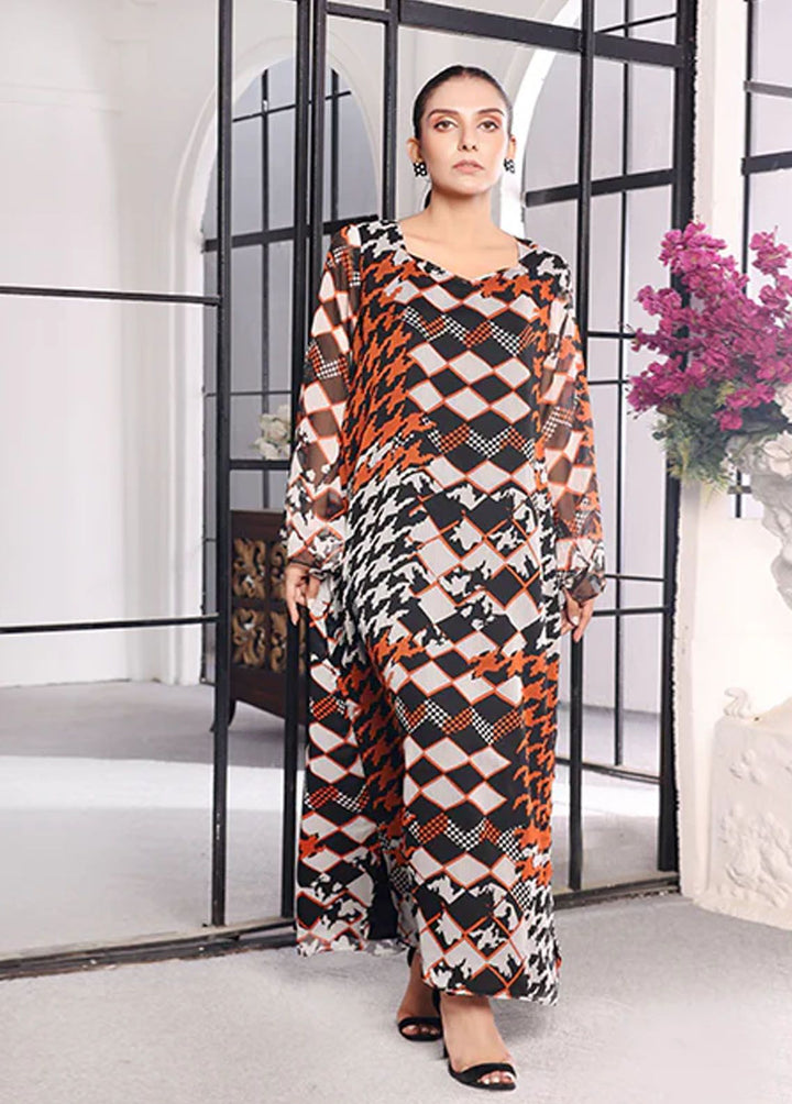 Nazmina Pret Fancy Chiffon Frock FR-742 Tangerine Shine