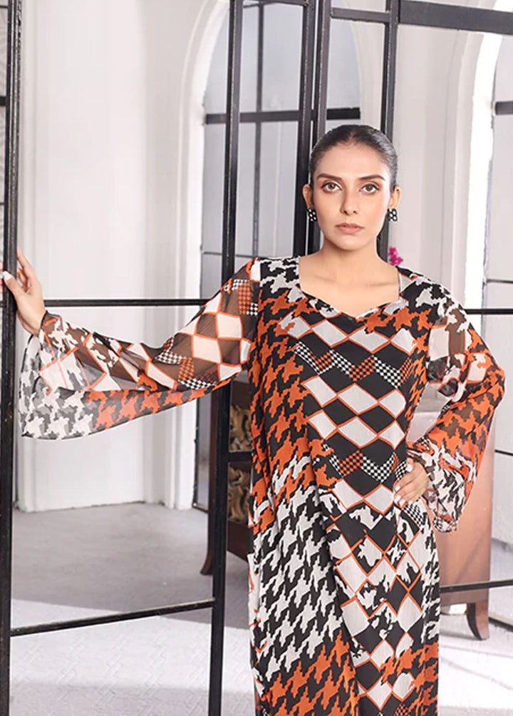 Nazmina Pret Fancy Chiffon Frock FR-742 Tangerine Shine