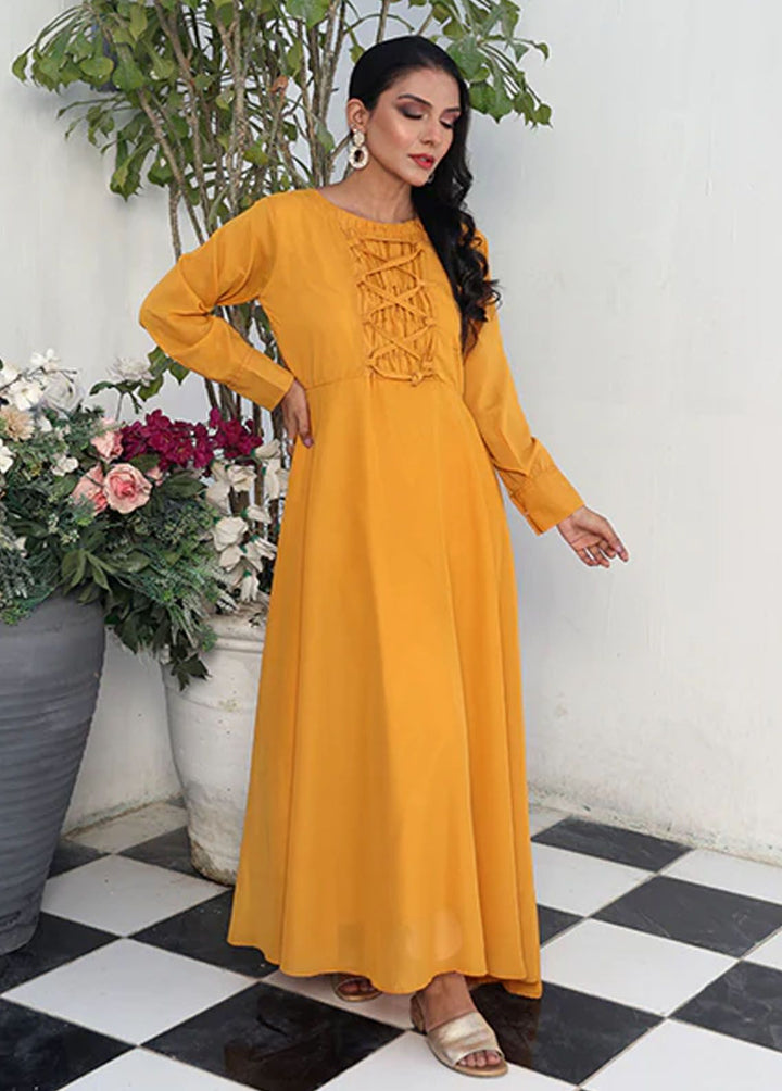 Nazmina Pret Fancy Chiffon Frock FR-746 Smocked Tied Dress