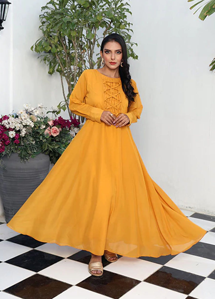 Nazmina Pret Fancy Chiffon Frock FR-746 Smocked Tied Dress