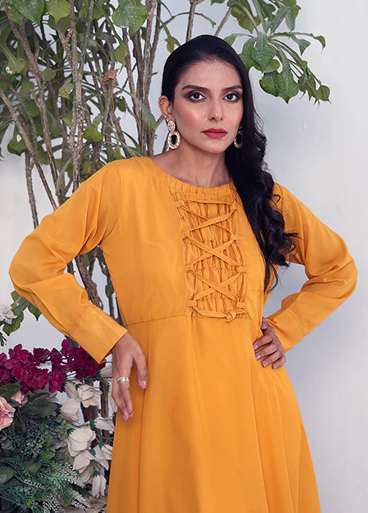 Nazmina Pret Fancy Chiffon Frock FR-746 Smocked Tied Dress