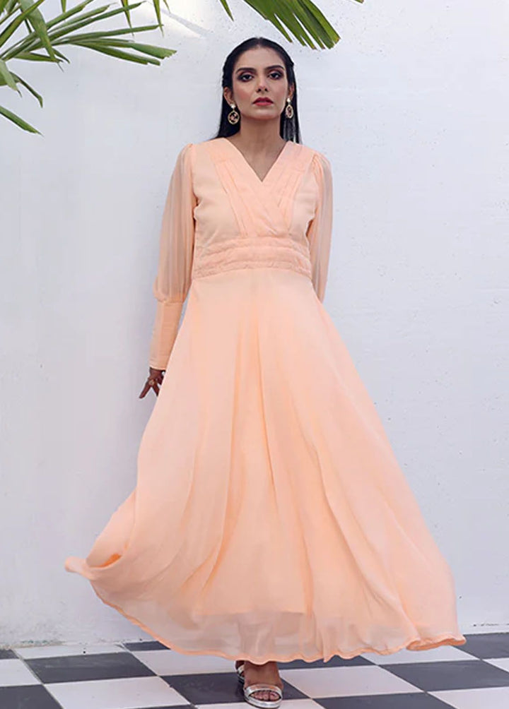 Nazmina Pret Fancy Chiffon Frock FR-749 Crepe Flamingo