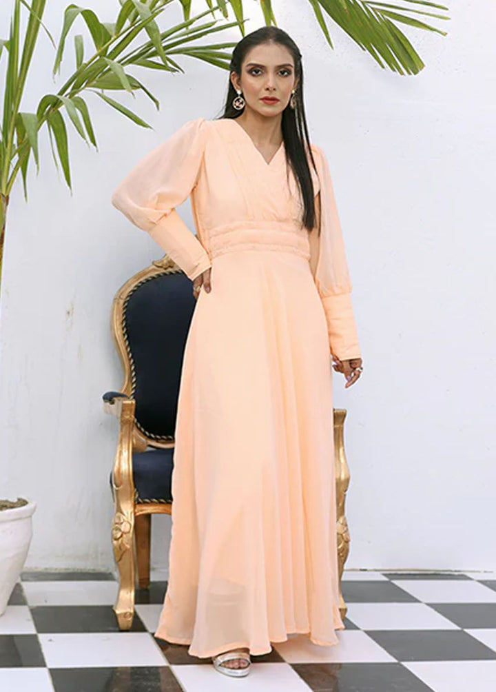 Nazmina Pret Fancy Chiffon Frock FR-749 Crepe Flamingo