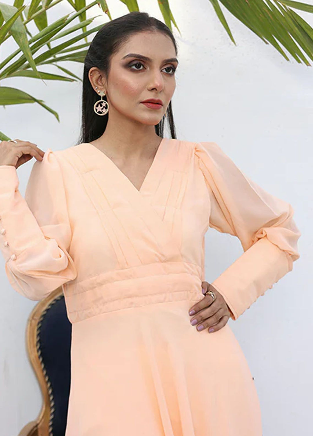 Nazmina Pret Fancy Chiffon Frock FR-749 Crepe Flamingo