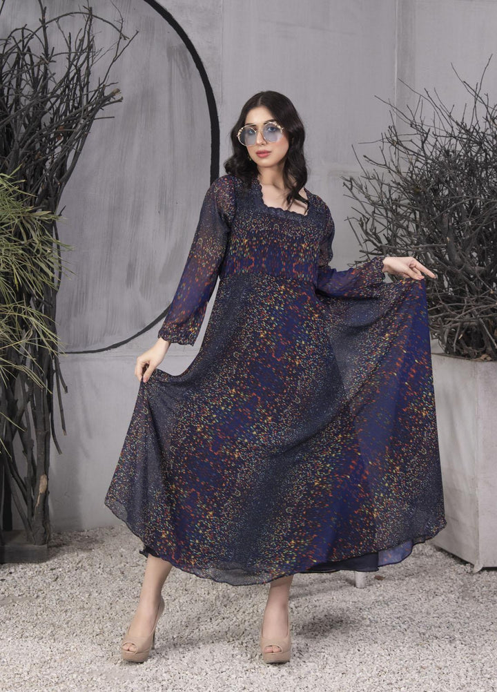 Nazmina Pret  Chiffon Frocks NZ23FM FR-552 Black Sparkles