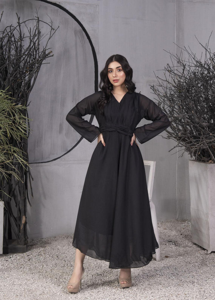 Nazmina Pret  Chiffon Frocks NZ23FM FR-561 Black Wood