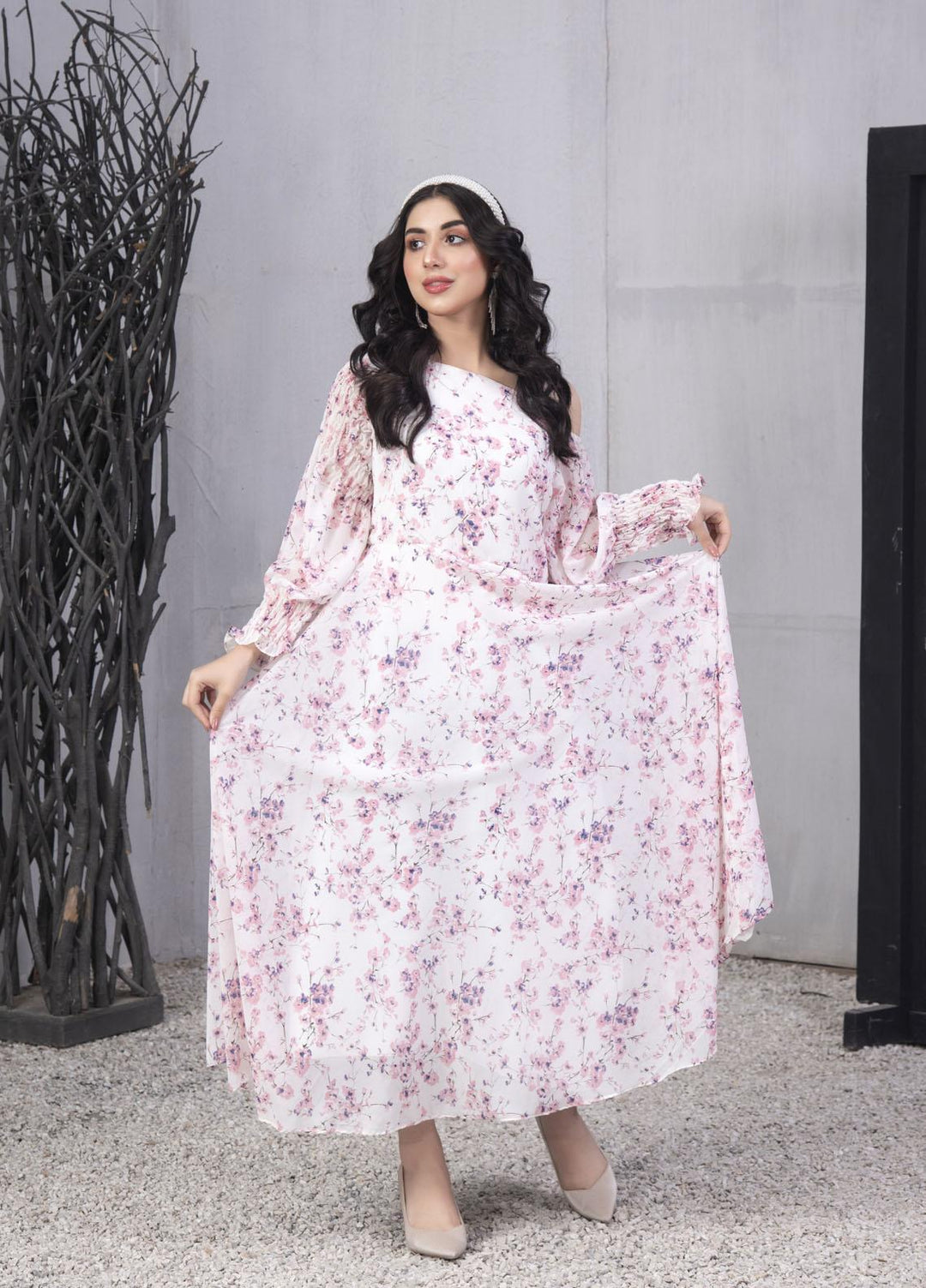 Nazmina Pret  Chiffon Frocks NZ23FM FR-549 Pink Beads