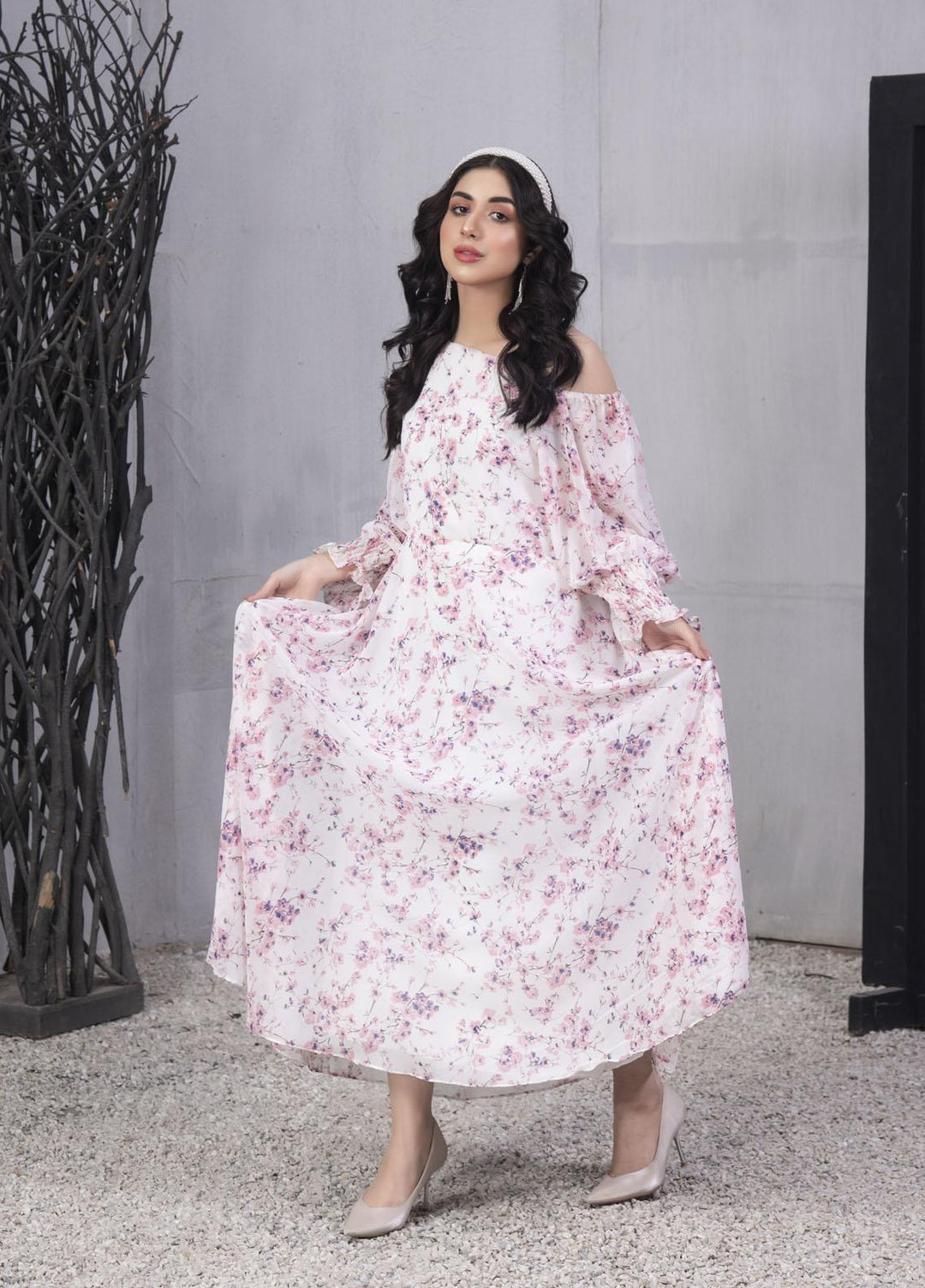 Nazmina Pret  Chiffon Frocks NZ23FM FR-549 Pink Beads