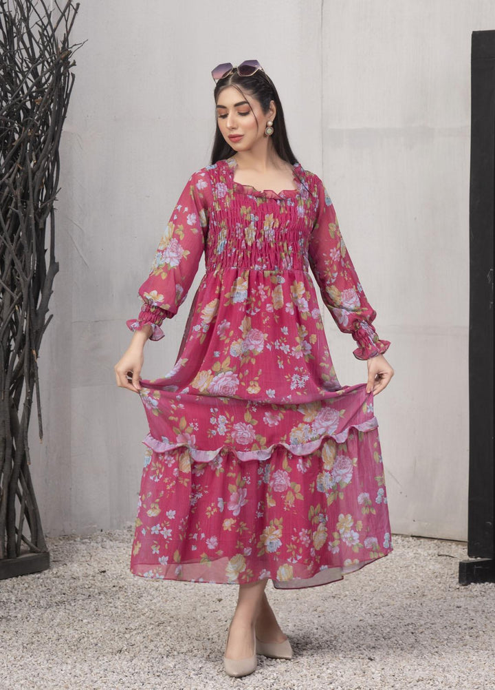 Nazmina Pret  Chiffon Frocks NZ23FM FR-546 Salmon Pink