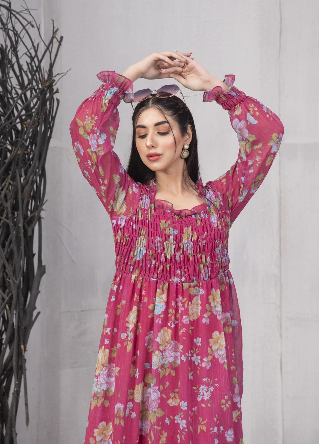 Nazmina Pret  Chiffon Frocks NZ23FM FR-546 Salmon Pink