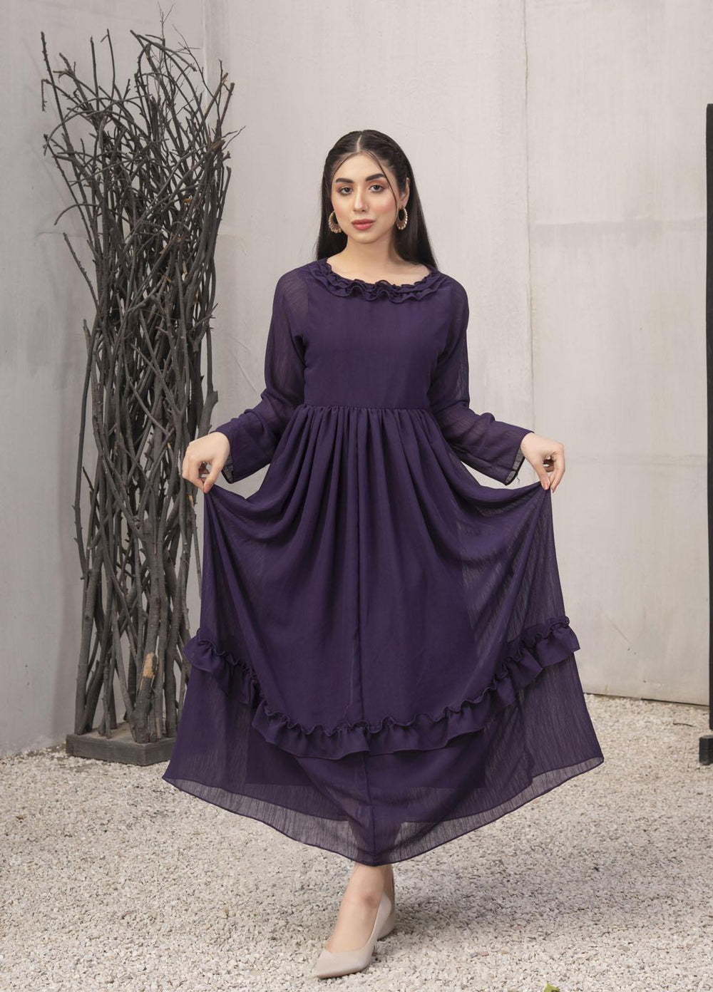 Nazmina Pret  Chiffon Frocks NZ23FM FR-560 Damson