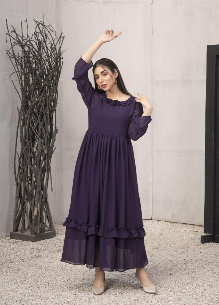 Nazmina Pret  Chiffon Frocks NZ23FM FR-560 Damson