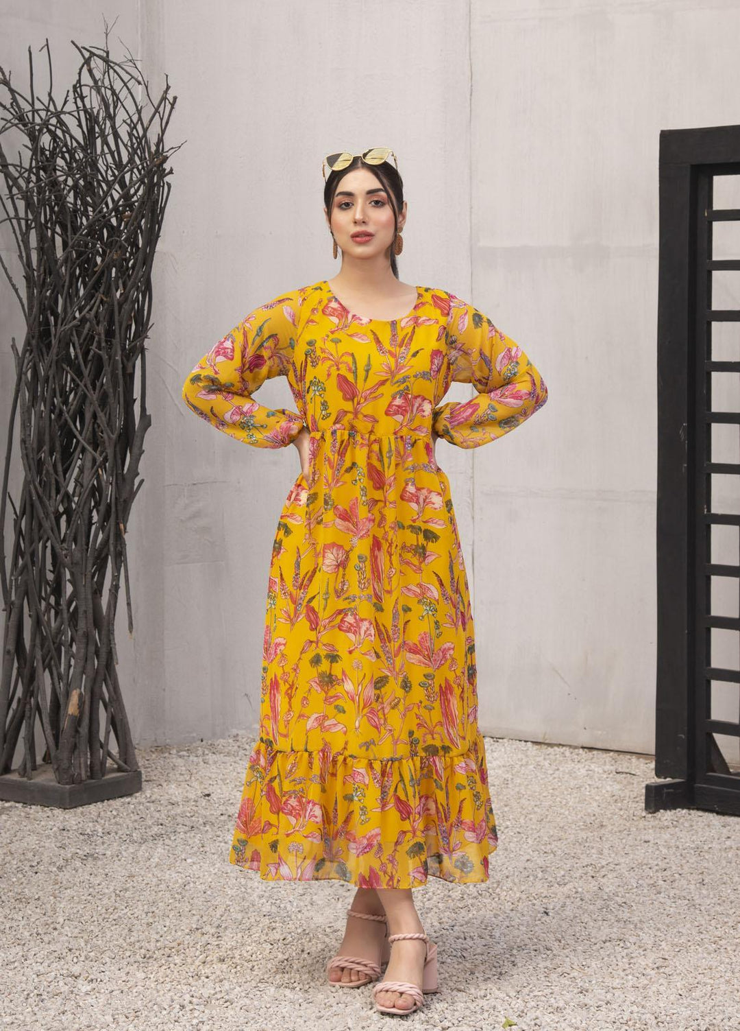 Nazmina Pret  Chiffon Frocks NZ23FM FR-551 Fire Squash