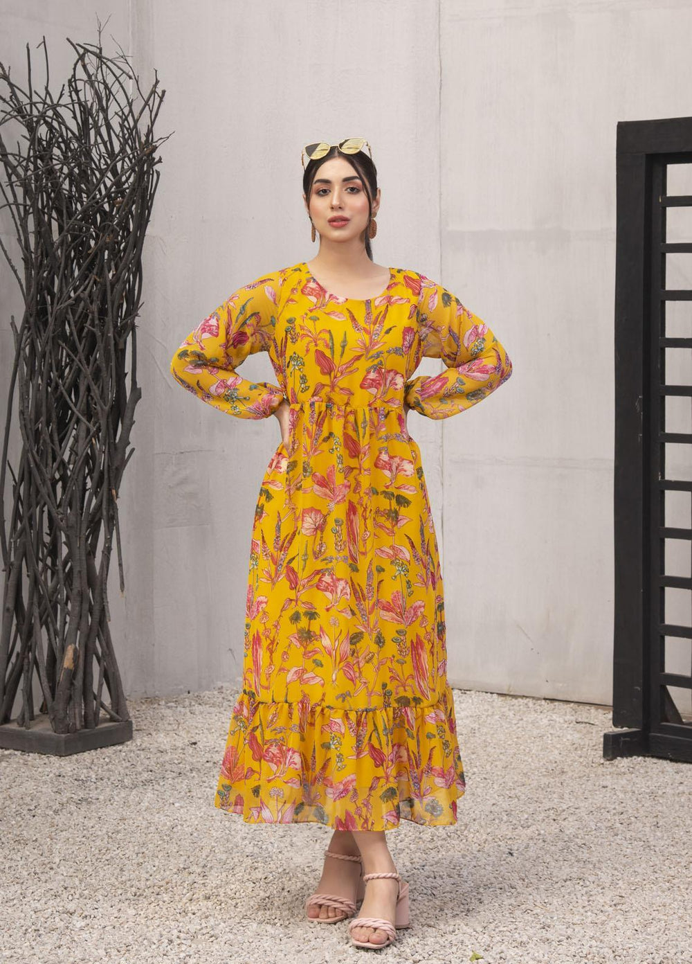 Nazmina Pret  Chiffon Frocks NZ23FM FR-551 Fire Squash