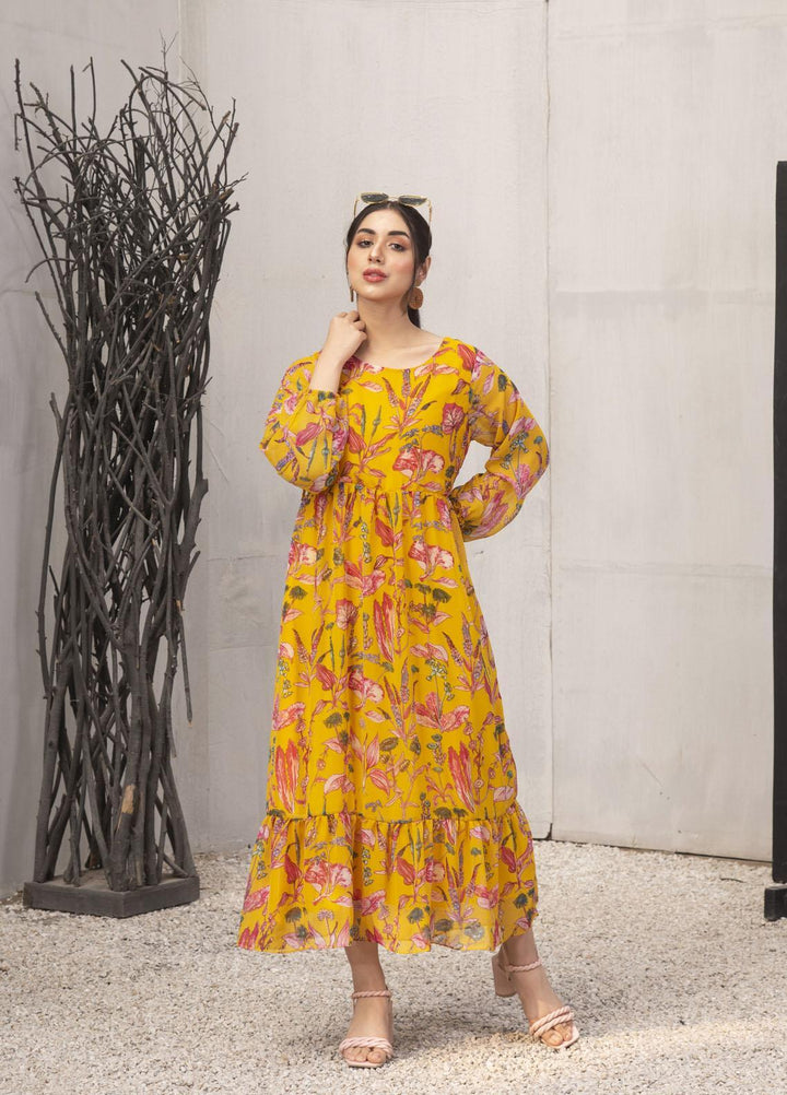 Nazmina Pret  Chiffon Frocks NZ23FM FR-551 Fire Squash