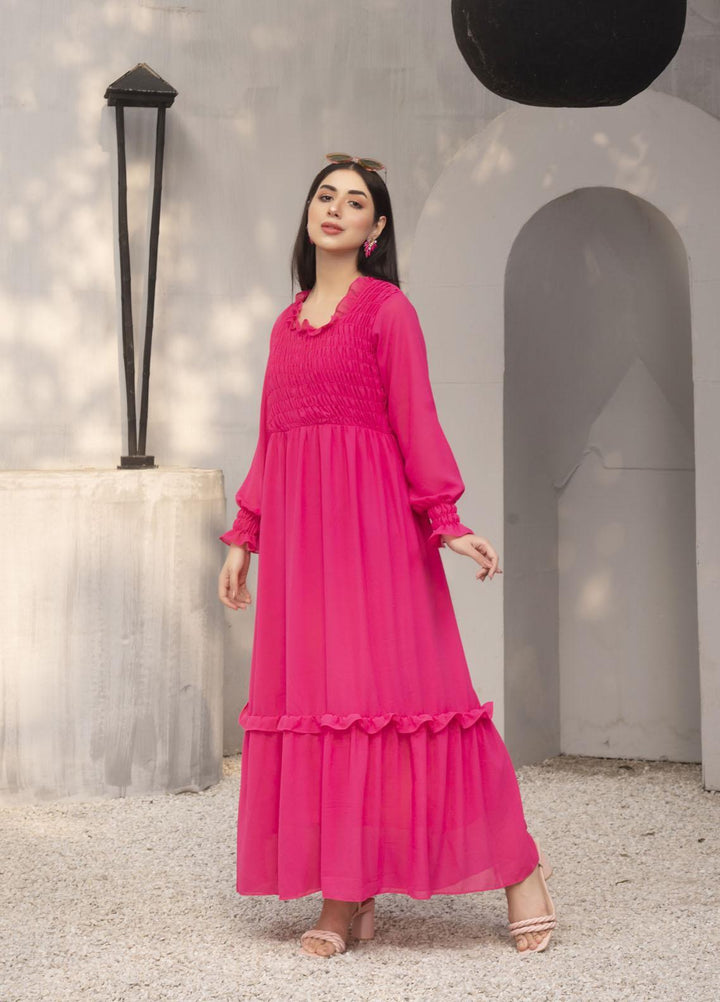 Nazmina Pret  Chiffon Frocks NZ23FM FR-558 Pink Punch