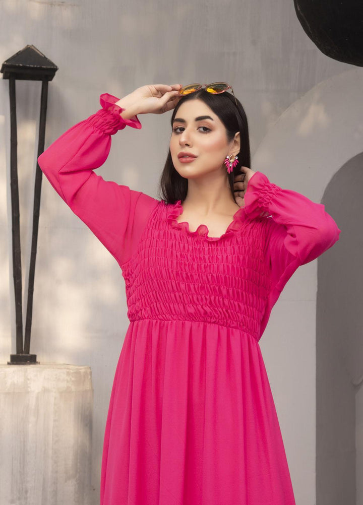 Nazmina Pret  Chiffon Frocks NZ23FM FR-558 Pink Punch