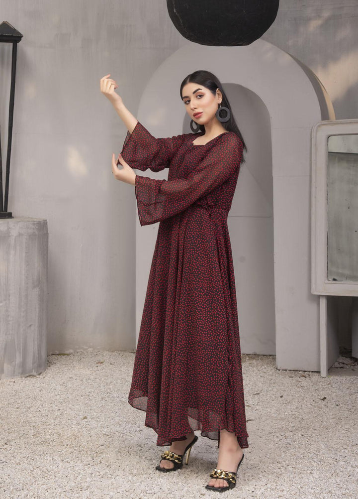 Nazmina Pret  Chiffon Frocks NZ23FM FR-547 Maroon Bells