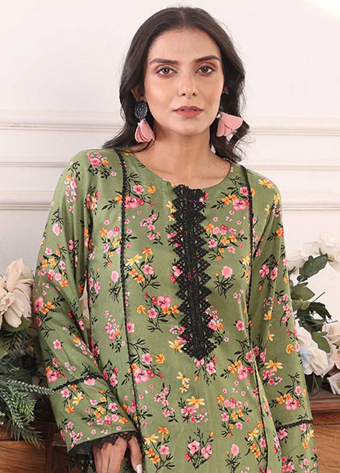 Nazmina Pret Printed Boski 2 Piece Suit Kp-315 Emerald set