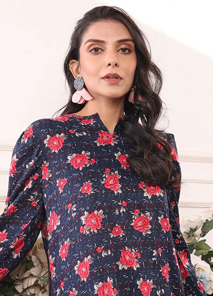Nazmina Pret Printed Boski 2 Piece Suit KP-320 Coal rose