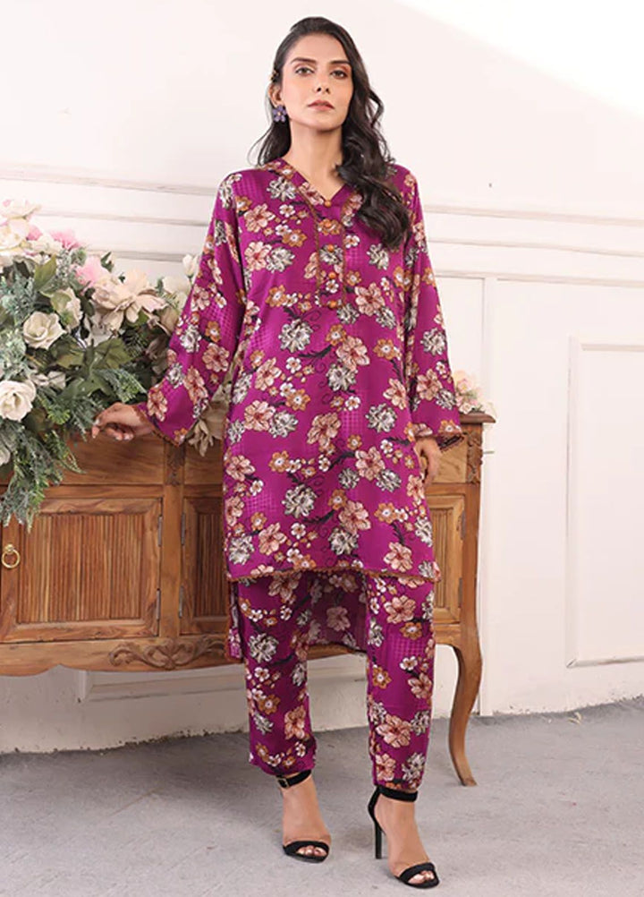 Nazmina Pret Printed Boski 2 Piece Suit Kp-321 Damson set