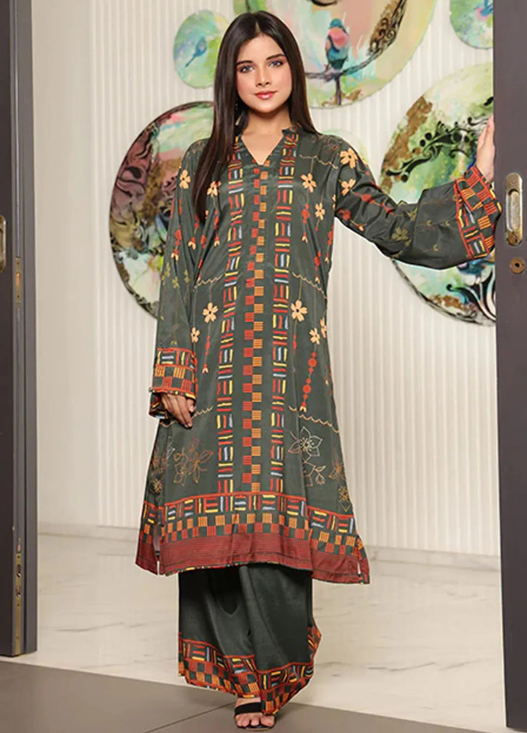 Nazmina Pret Printed Crepe 2 Piece Suit Eclipse Charm ZA-02