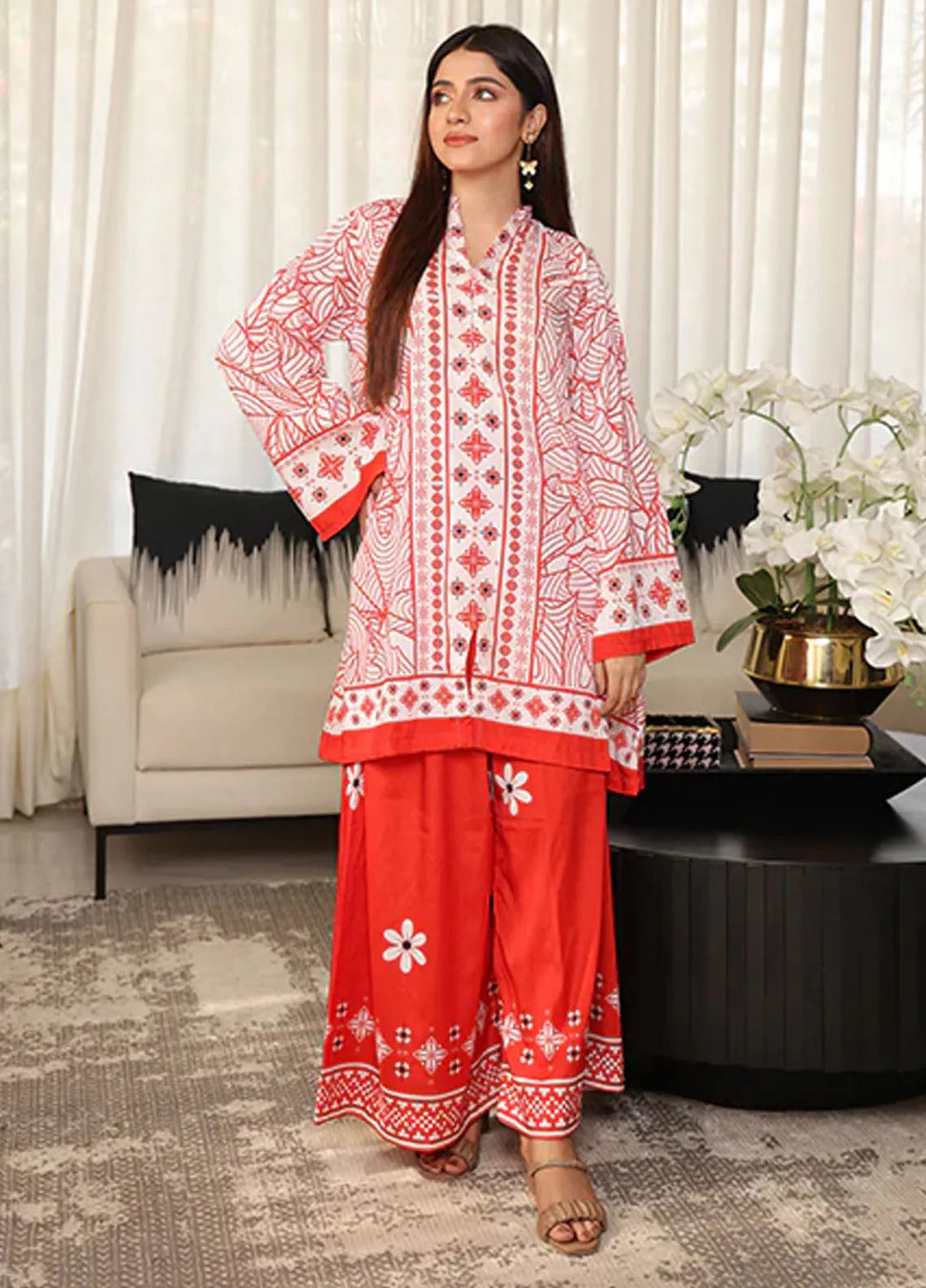 Nazmina Pret Printed Crepe 2 Piece Suit Lunar Luxe ZA-13