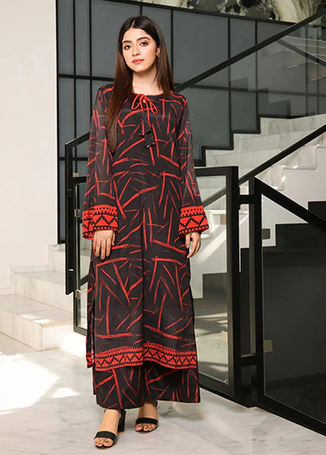 Nazmina Pret Printed Crepe 2 Piece Suit Meteor Glow ZA-06