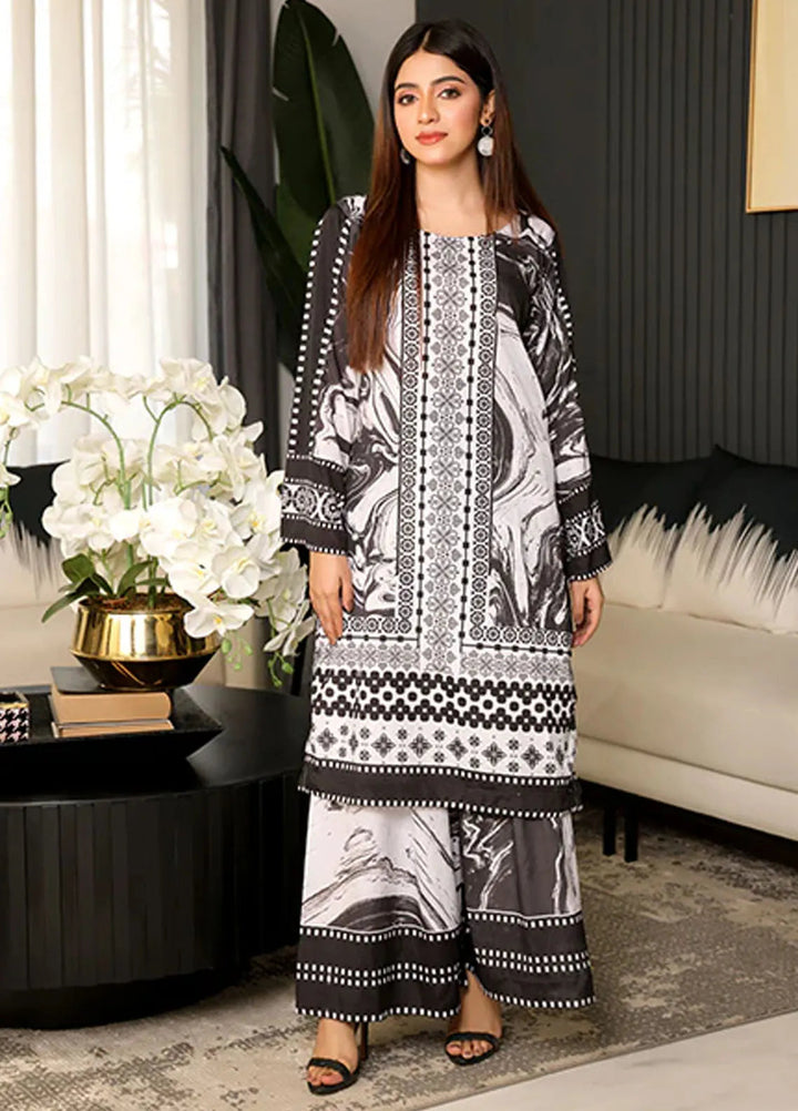 Nazmina Pret Printed Crepe 2 Piece Suit Nova Noir ZA-09