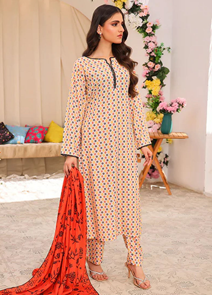 Nazmina Pret Printed Swiss Lawn 3 Piece Suit Color Petal