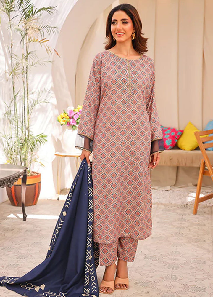 Nazmina Pret Printed Swiss Lawn 3 Piece Suit Rosette Rain