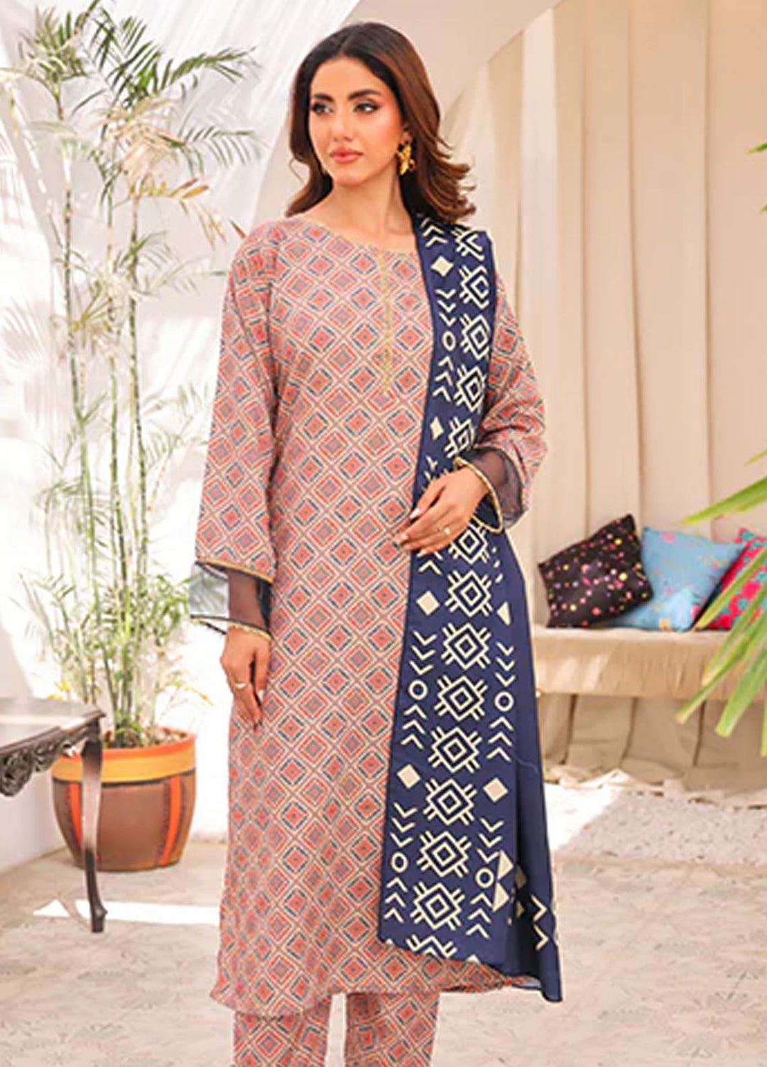 Nazmina Pret Printed Swiss Lawn 3 Piece Suit Rosette Rain
