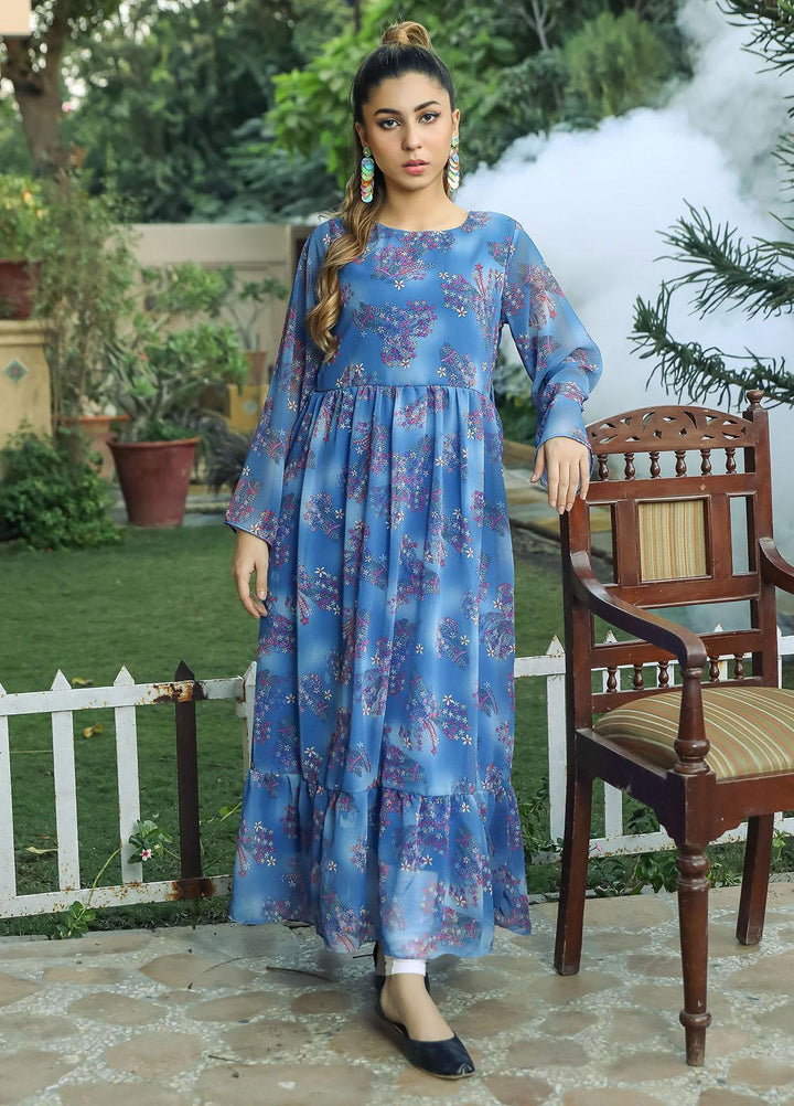 Nazmina Pret Casual Chiffon Shirt NZ22RW FR-539 Happy Blue