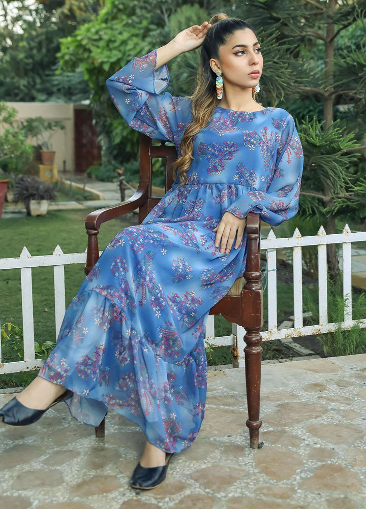 Nazmina Pret Casual Chiffon Shirt NZ22RW FR-539 Happy Blue