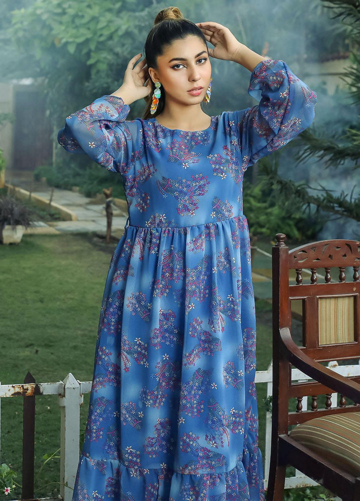 Nazmina Pret Casual Chiffon Shirt NZ22RW FR-539 Happy Blue