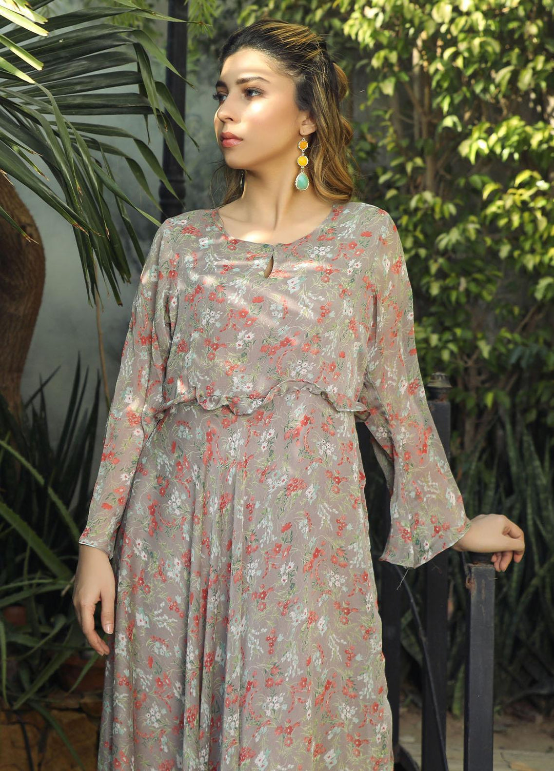 Nazmina Pret Casual Chiffon Shirt NZ22RW FR-543 Cloudy Grey Dress