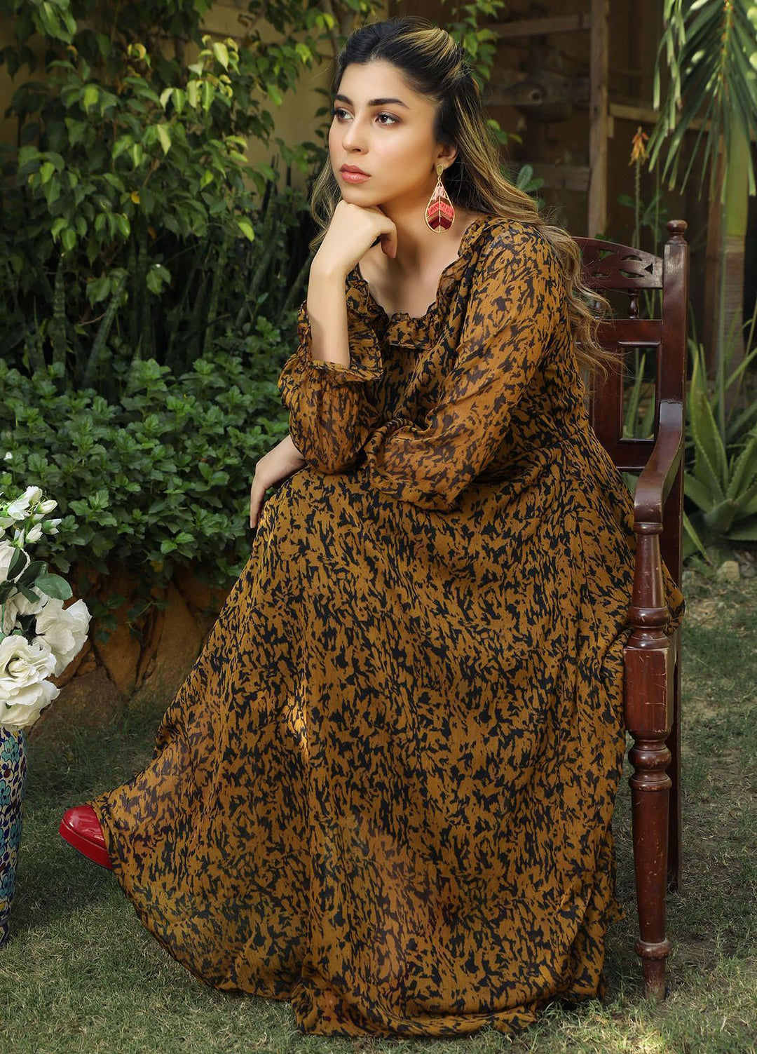 Nazmina Pret Casual Chiffon Shirt NZ22RW FR-553 Black Beetles