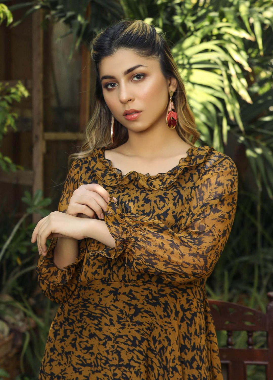 Nazmina Pret Casual Chiffon Shirt NZ22RW FR-553 Black Beetles