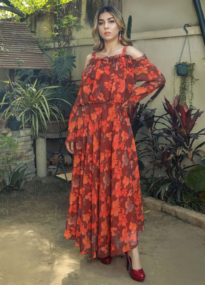 Nazmina Pret Casual Chiffon Shirt NZ22RW FR-562 Orange Bronzer