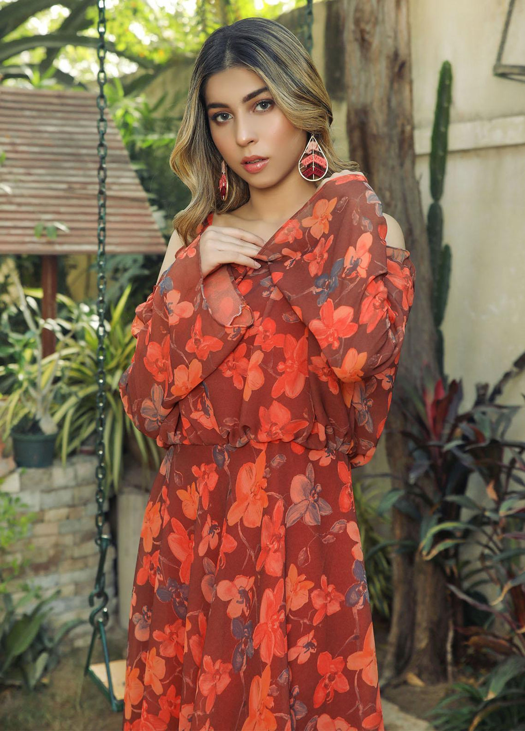 Nazmina Pret Casual Chiffon Shirt NZ22RW FR-562 Orange Bronzer