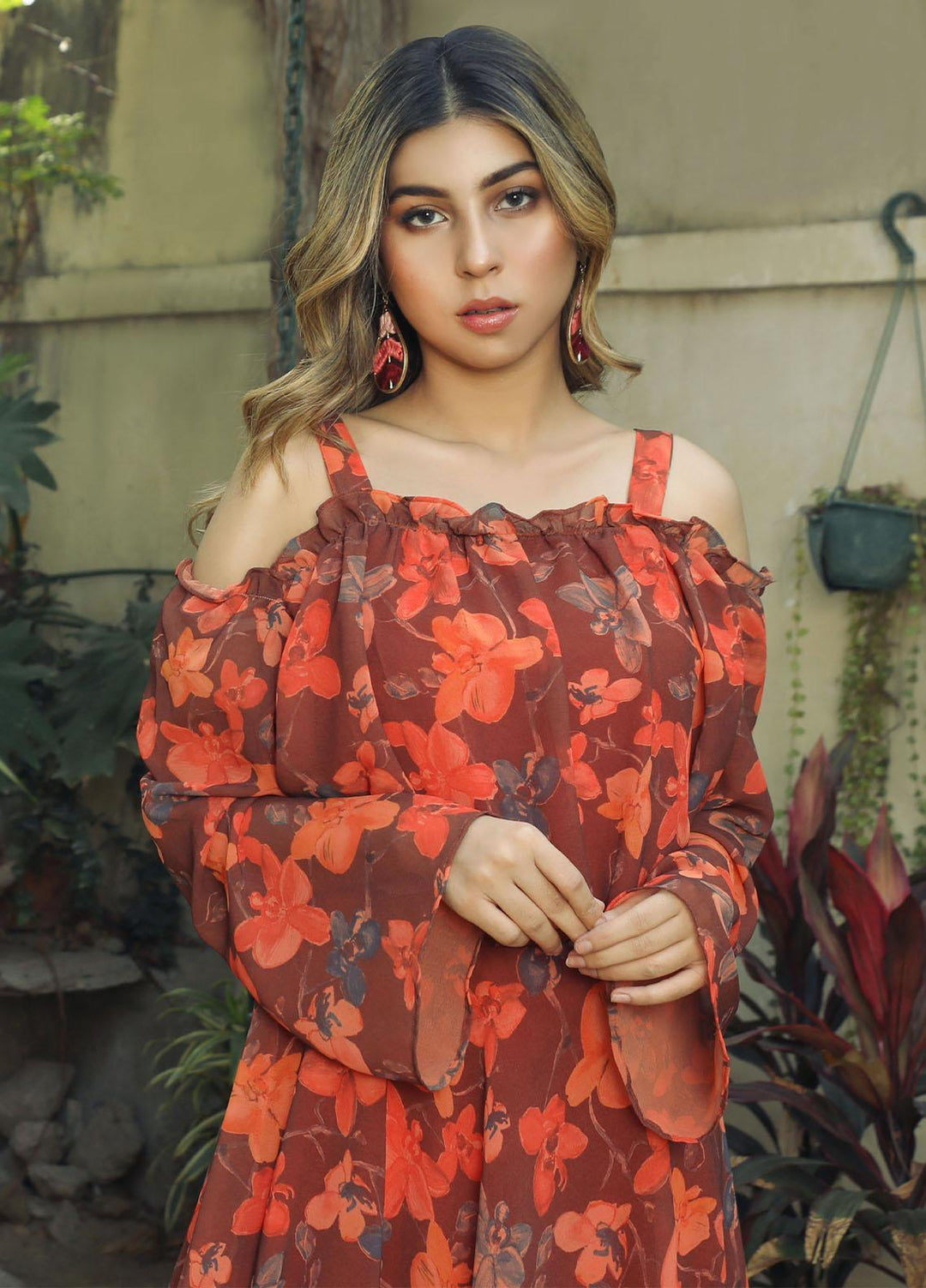 Nazmina Pret Casual Chiffon Shirt NZ22RW FR-562 Orange Bronzer