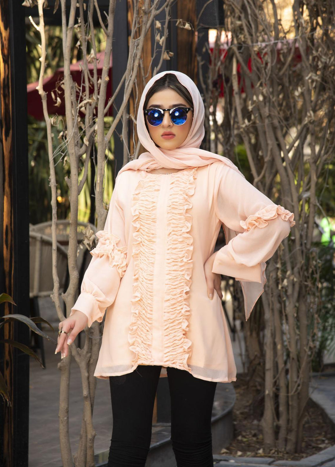 Nazmina Pret  Chiffon Top Peachy Dreams AB-75