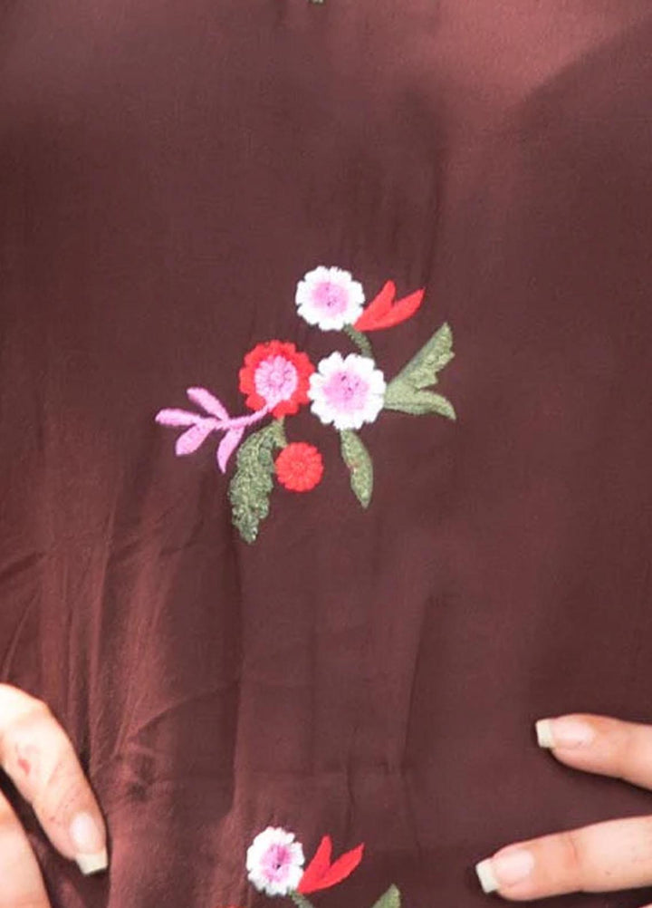 Nazmina Embroidered Casual Boski Shirt AB-512 Brown Peal