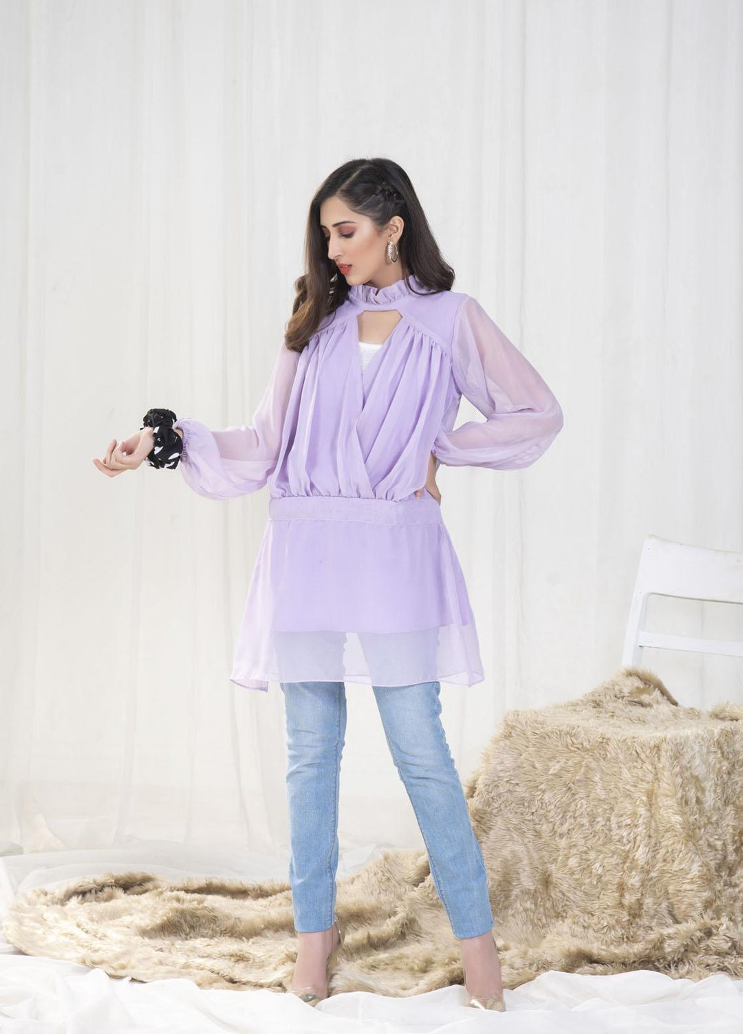 Nazmina Pret Casual Chiffon Top NZ23SSP AB-59 Orchid Dreams